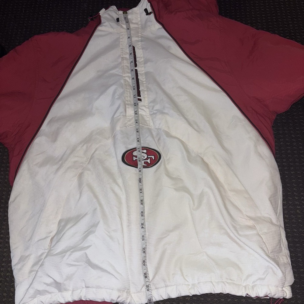 Vtg 90s NFL San Francisco 49ers Parka Jacket Reebok Men Size Large Ivory Red - Picture 6 of 7
